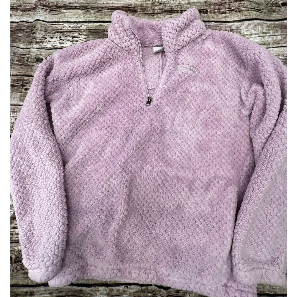 Columbia Fleece 1/4 Zip Lilac-Colored Sweatshirt With Side Pockets Size Youth XL